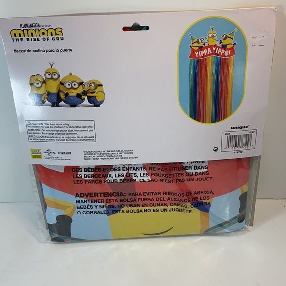 Minions The Rise of Gru Birthday Party Rainbow Door Fringe Curtain NIP - Picture 2 of 6